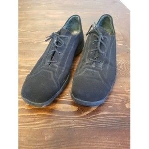 STUART WEITZMAN Black Nylon Lace Up Sneaker Shoe Flat Square Toe Women's 10